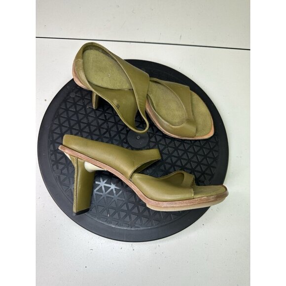 Lisa Nading Shoes - VTG Lisa Nading Green Leather Open Toe Heel Sandals Sz 36 / 6 US